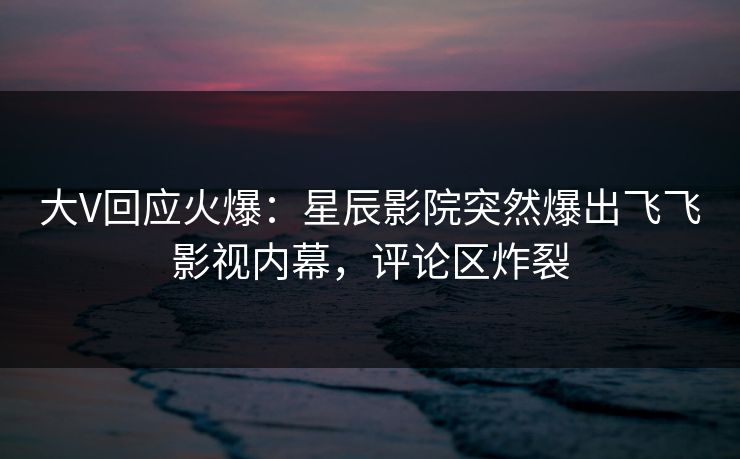 大V回应火爆：星辰影院突然爆出飞飞影视内幕，评论区炸裂