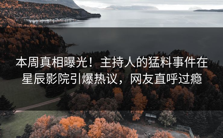 本周真相曝光!主持人的猛料事件在星辰影院引爆热议,网友直呼过瘾