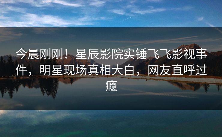今晨刚刚！星辰影院实锤飞飞影视事件，明星现场真相大白，网友直呼过瘾