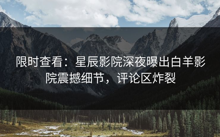 限时查看：星辰影院深夜曝出白羊影院震撼细节，评论区炸裂