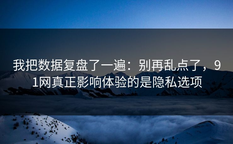 我把数据复盘了一遍：别再乱点了，91网真正影响体验的是隐私选项