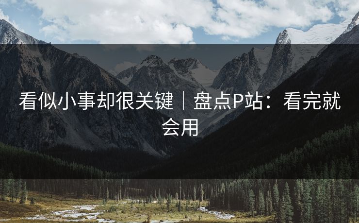 看似小事却很关键｜盘点P站：看完就会用